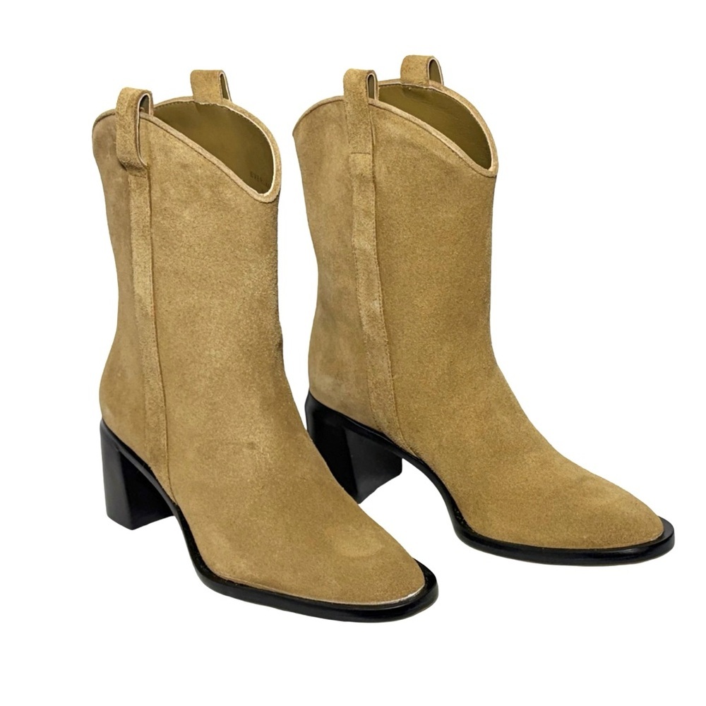 NIB Everlane The Outlaw Boot in Sand Suede, Mid-Calf, Heeled Western Boots, 6 - Picture 2 of 15